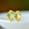 A Pair of Exquisite Sterling Silver-Gold Plated Inlaid Jasper Earrings