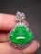 An Exquisite 18k Gold Diamond Inlaid Jadeite Pendant