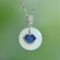 An Exquisite Sterling Silver Inlaid White Jade Enamel Pendant
