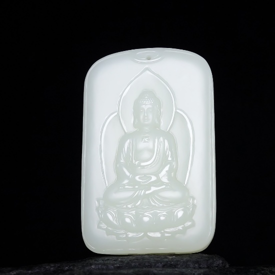 An Exquisite White Jade Statue of Sakyamuni Pendant