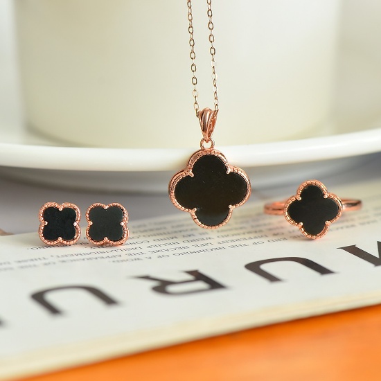 A Set of Fine Sterling Silver-Gold Plated Inlaid White Jade Jewelrys