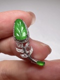 An Exquisite 18k Gold Diamond Inlaid Jadeite Pendant& Brooch Dual-Purpose