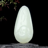 An Exquisite White Jade Statue of Maitreya Buddha Pendant