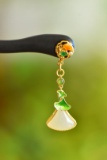 An Exquisite Sterling Silver-Gold Plated Inlaid White Jade Ebony Hairpin