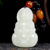 An Exquisite White Jade Statue of Avalokitesvara Pendant