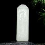 An Exquisite White Jade Statue of Avalokitesvara Pendant