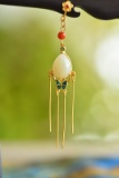 An Exquisite Sterling Silver-Gold Plated Inlaid White Jade Ebony Hairpin