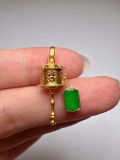 An Exquisite 18k Gold Diamond Inlaid Jadeite Pendant