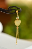 An Exquisite Sterling Silver-Gold Plated Inlaid White Jade Ebony Hairpin