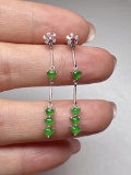 A Pair of Exquisite 18k Gold Diamond Inlaid Jadeite Earrings