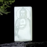 An Exquisite White Jade Statue of Sakyamuni Pendant
