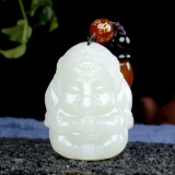 An Exquisite White Jade Statue of Ganesh Pendant