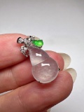 An Exquisite 18k Gold Diamond Inlaid Jadeite Gourd Pendant