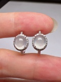 A Pair of Exquisite 18k Gold Diamond Inlaid Jadeite Earrings