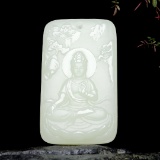 An Exquisite White Jade Statue of Avalokitesvara Pendant