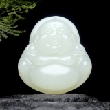 An Exquisite White Jade Statue of Maitreya Buddha Pendant