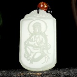 An Exquisite White Jade Statue of Avalokitesvara Pendant