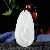 An Exquisite White Jade Flower Pattern Pendant