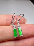 A Pair of Exquisite 18k Gold Diamond Inlaid Jadeite Earrings