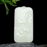 An Exquisite White Jade Horse Pattern Pendant