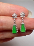 A Pair of Exquisite 18k Gold Diamond Inlaid Jadeite Earrings