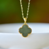 An Exquisite Sterling Silver-Gold Plated Inlaid Jasper Pendant