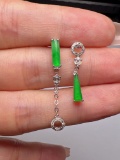 A Pair of Exquisite 18k Gold Diamond Inlaid Jadeite Earrings