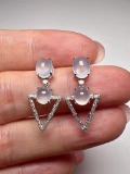 A Pair of Exquisite 18k Gold Diamond Inlaid Jadeite Earrings