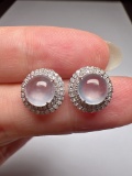 A Pair of Exquisite 18k Gold Diamond Inlaid Jadeite Earrings