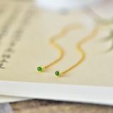 A Pair of Exquisite Sterling Silver-Gold Plated Inlaid Jasper Earrings