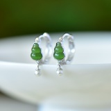 A Pair of Exquisite Sterling Silver Inlaid Jasper Enamel Earrings