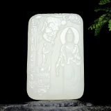 An Exquisite White Jade Statue of Avalokitesvara Pendant