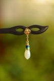 An Exquisite Sterling Silver-Gold Plated Inlaid White Jade Ebony Hairpin