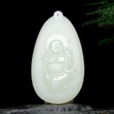 An Exquisite White Jade Statue of Maitreya Buddha Pendant