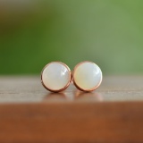 A Pair of Exquisite Sterling Silver-Gold Plated Inlaid White Jade Earrings