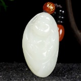 An Exquisite White Jade Statue of Maitreya Buddha Pendant