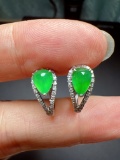 A Pair of Exquisite 18k Gold Diamond Inlaid Jadeite Earrings