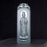 An Exquisite Greenish Jade Statue of Avalokitesvara Pendant
