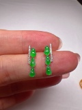 A Pair of Exquisite 18k Gold Diamond Jadeite Gourd Earrings