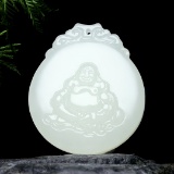 An Exquisite White Jade Statue of Maitreya Buddha Pendant