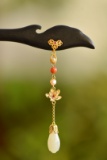 An Exquisite Sterling Silver-Gold Plated Inlaid White Jade Ebony Hairpin