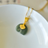 An Exquisite Sterling Silver-Gold Plated Inlaid Jasper Pendant
