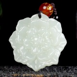 An Exquisite White Jade Lotus Pendant