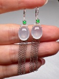 A Pair of Exquisite 18k Gold Diamond Inlaid Jadeite Earrings