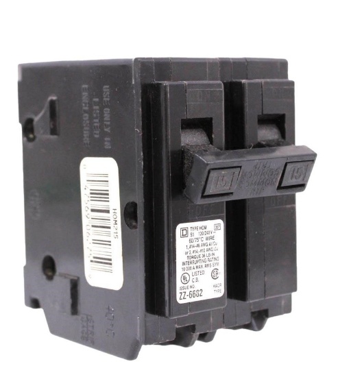 USED - Square D HOM215 Breaker 15A 120/240V 2P 1PH 10kA