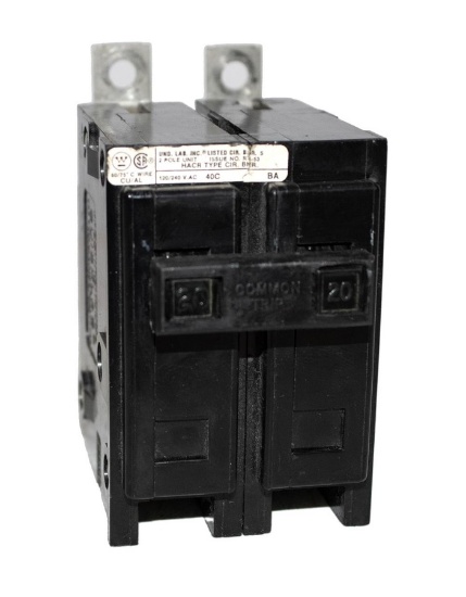 USED - Westinghouse BAB2020 Breaker 20A 120/240V 2P 10kA