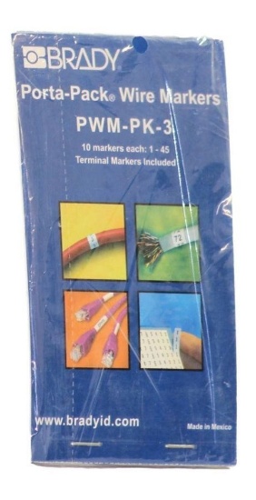 NEW - Pkg of 10 Brady PWM-PK-3 Wire Markers: 1-45