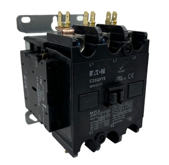 NEW - Eaton C25GNY8 Definite Purpose Contactor w/ Auxiliary Switch 90A 600V 110-120VAC 3P