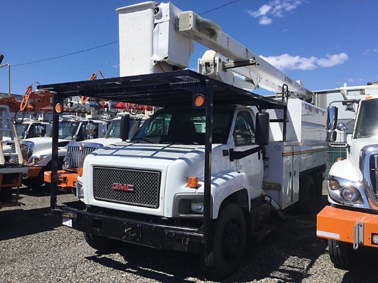 (Portland, OR) Terex/HiRanger XT55, Over-Center Bucket Truck mounted behind cab on 2009 GMC C7500 Ch