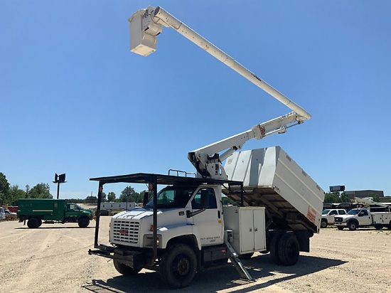 (Wright City, MO) Altec LRV-55, Over-Center Bucket Truck mounted behind cab on 2005 GMC C7500 Chippe